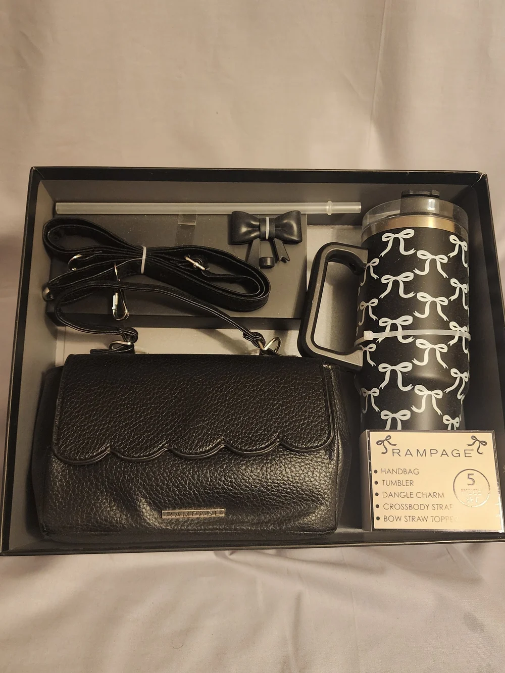 Rampage Black & White Bow Pattern Party Tumbler Set